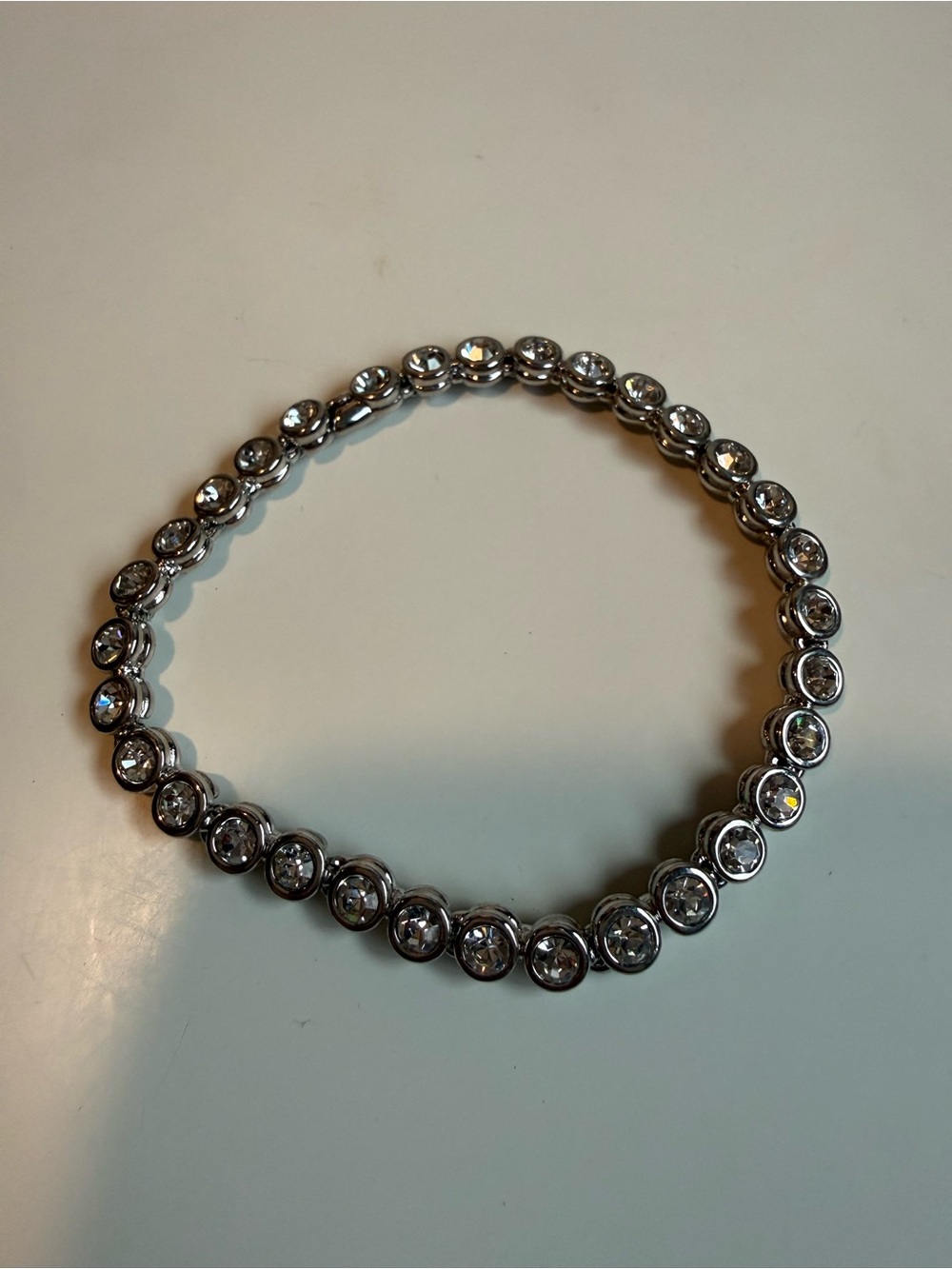 2 Vintage Silver Crystal Tennis Bracelets - Clear Stones